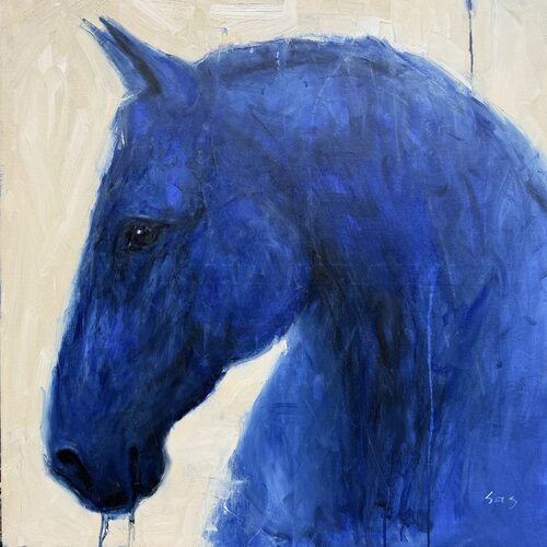 Blue horse von Liubou Sas, Malerei kaufen auf Singulart