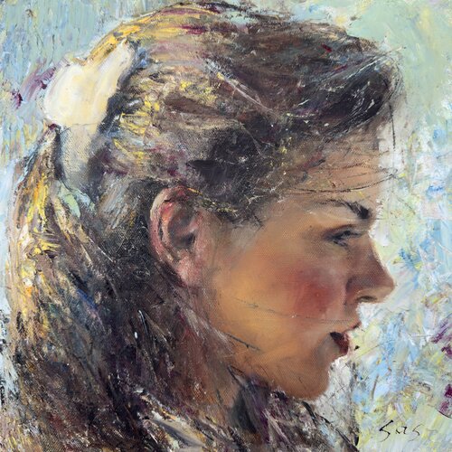 Girl with a white hairpin von Liubou Sas, Malerei kaufen auf Singulart