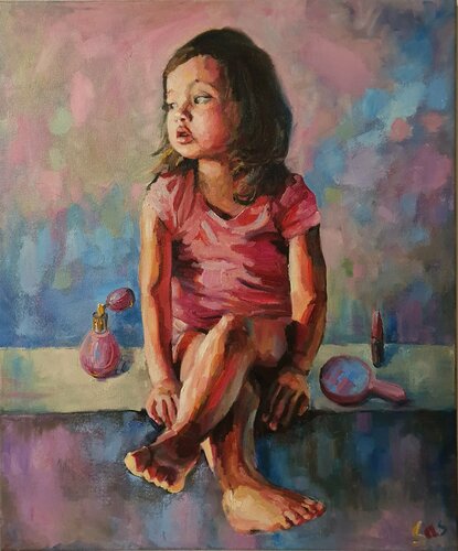 Portrait of a child di Liubou Sas, Pittura in vendita su Singulart