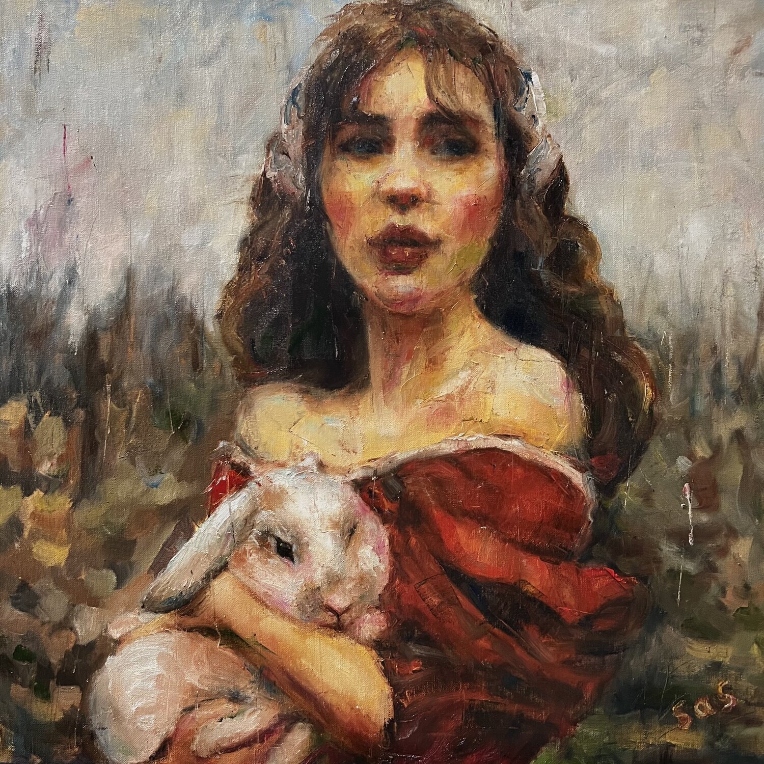 Girl with rabbit Liubou Sas