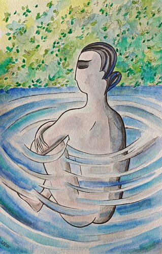 Souvenir du Japon - Onsen 2 (dessoin) by Marine Walon, 소묘 for Sale on Singulart