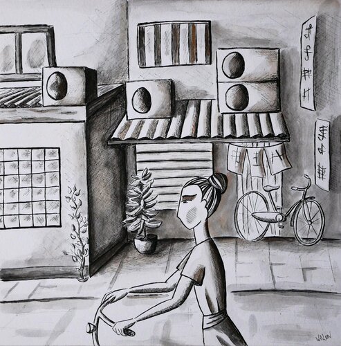 Souvenir du Japon, à vélo von Marine Walon, Zeichnungen kaufen auf Singulart