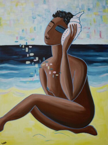 Ecoutant les coquillage van Marine Walon, Schilderij te koop op Singulart
