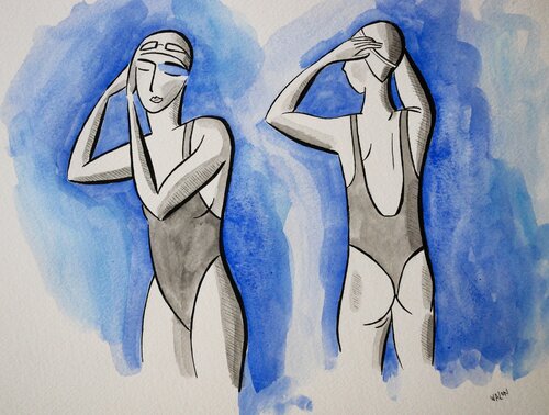 Baigneuses se préparant van Marine Walon, Tekening te koop op Singulart