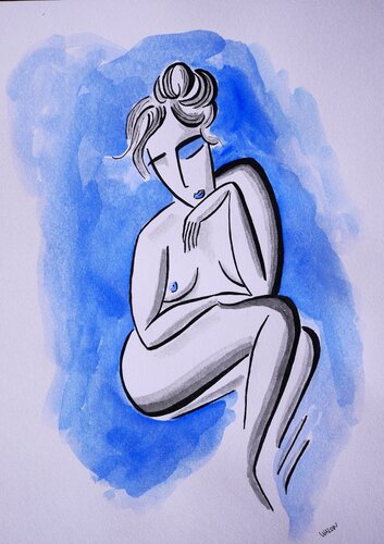 Réflexions (Mari assise) par Marine Walon, Dessin en vente sur Singulart