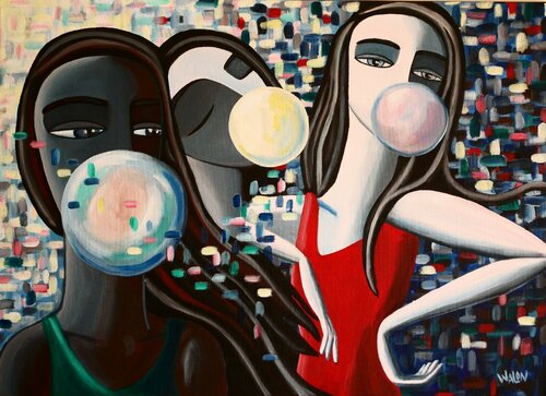 Des filles et des bulles van Marine Walon, Schilderij te koop op Singulart