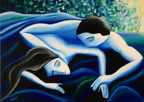 Les amants van Marine Walon, Schilderij te koop op Singulart