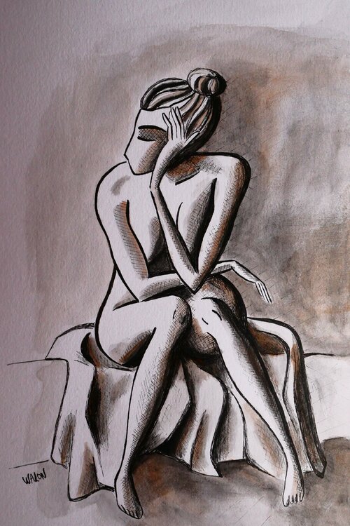 Nue assise Marine Walon