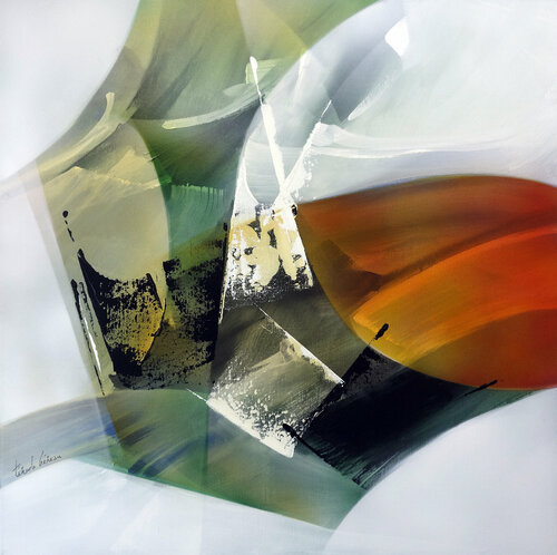 "Composition 777"   peinture abstraite gestuelle  ( Abstraction lyrique ) Alain Brunet "Tenurb-Géneau"