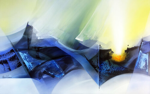 "Composition 786"    Paysagisme abstrait ( soleil levant ?) Alain Brunet "Tenurb-Géneau"