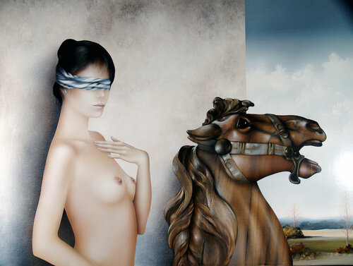 "Valentine et le cheval de confiance" by Alain Brunet "Tenurb-Géneau", Painting for Sale on Singulart