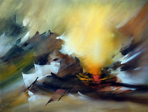 "Composition 494"  (paysagisme abstrait ) di Alain Brunet "Tenurb-Géneau", Pittura in vendita su Singulart