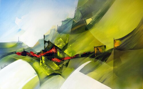 "Composition 825" ( Paysagisme abstrait ) de Alain Brunet "Tenurb-Géneau", Pintura a la venta en Singulart