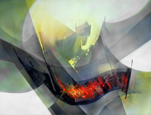 "Composition 838"  (Abstraction lyrique ) di Alain Brunet "Tenurb-Géneau", Pittura in vendita su Singulart