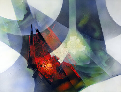 "Composition 841"  ( Abstraction lyrique ) van Alain Brunet "Tenurb-Géneau", Schilderij te koop op Singulart