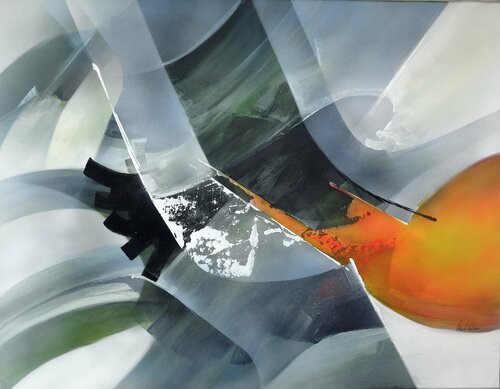 "COMPOSITION  847"   ( Abstraction lyrique ) Alain Brunet "Tenurb-Géneau"