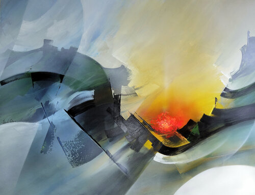 "COMPOSITION 848"   : Abstraction lyrique  ("Paysagisme abstrait") di Alain Brunet "Tenurb-Géneau", Pittura in vendita su Singulart