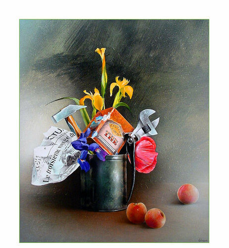 "Le bouquet du bricoleur" von Alain Brunet "Tenurb-Géneau", Malerei kaufen auf Singulart