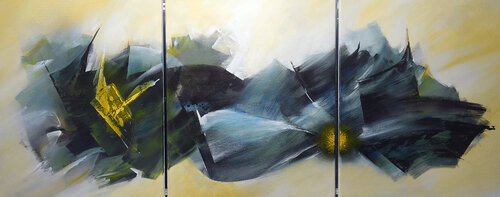 "COMPOSITION 451" ( triptyque - Abstraction lyrique ) Alain Brunet "Tenurb-Géneau"