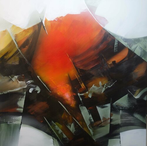 "Composition 490"  ( Abstraction lyrique ) van Alain Brunet "Tenurb-Géneau", Schilderij te koop op Singulart