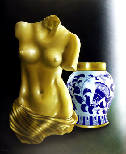 "Aphrodite au vase chinois" van Alain Brunet "Tenurb-Géneau", Schilderij te koop op Singulart