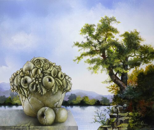 "Pommes aux jardins d'Eden" von Alain Brunet "Tenurb-Géneau", Malerei kaufen auf Singulart