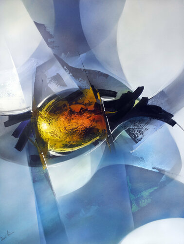 "Composition 589"   ( Abstraction lyrique ) di Alain Brunet "Tenurb-Géneau", Pittura in vendita su Singulart