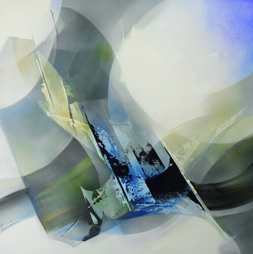 "Composition 705"  ( Abstraction lyrique ) van Alain Brunet "Tenurb-Géneau", Schilderij te koop op Singulart