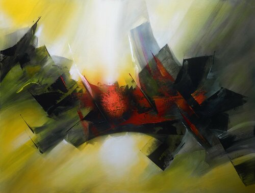"Composition 491"   (Abstraction lyrique : paysagisme abstrait ) van Alain Brunet "Tenurb-Géneau", Schilderij te koop op Singulart