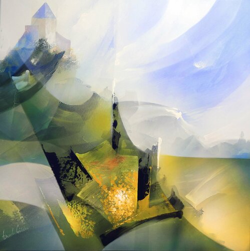 "Composition 761"  paysagisme abstrait van Alain Brunet "Tenurb-Géneau", Schilderij te koop op Singulart