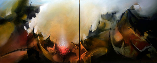 "Composition 439"  ( Diptyque paysagisme abstrait ) par Alain Brunet "Tenurb-Géneau", Peinture en vente sur Singulart
