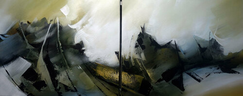 "Composition 440"    ( diptyque 2 x 15F )   Abstraction lyrique Alain Brunet "Tenurb-Géneau"