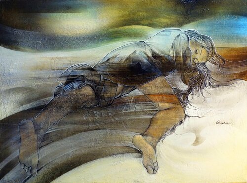 "Courte sieste"  format 20P van Alain Brunet "Tenurb-Géneau", Schilderij te koop op Singulart