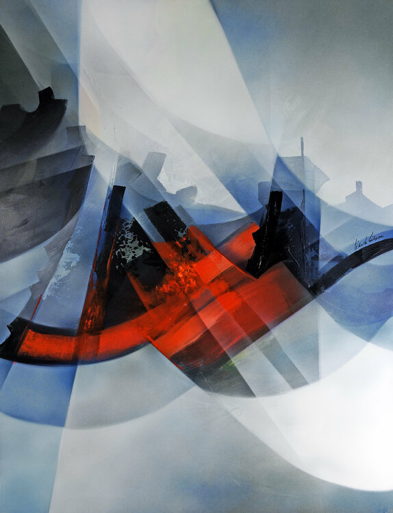 "COMPOSITION 855"  (Abstraction lyrique contemporaine ) Alain Brunet "Tenurb-Géneau"