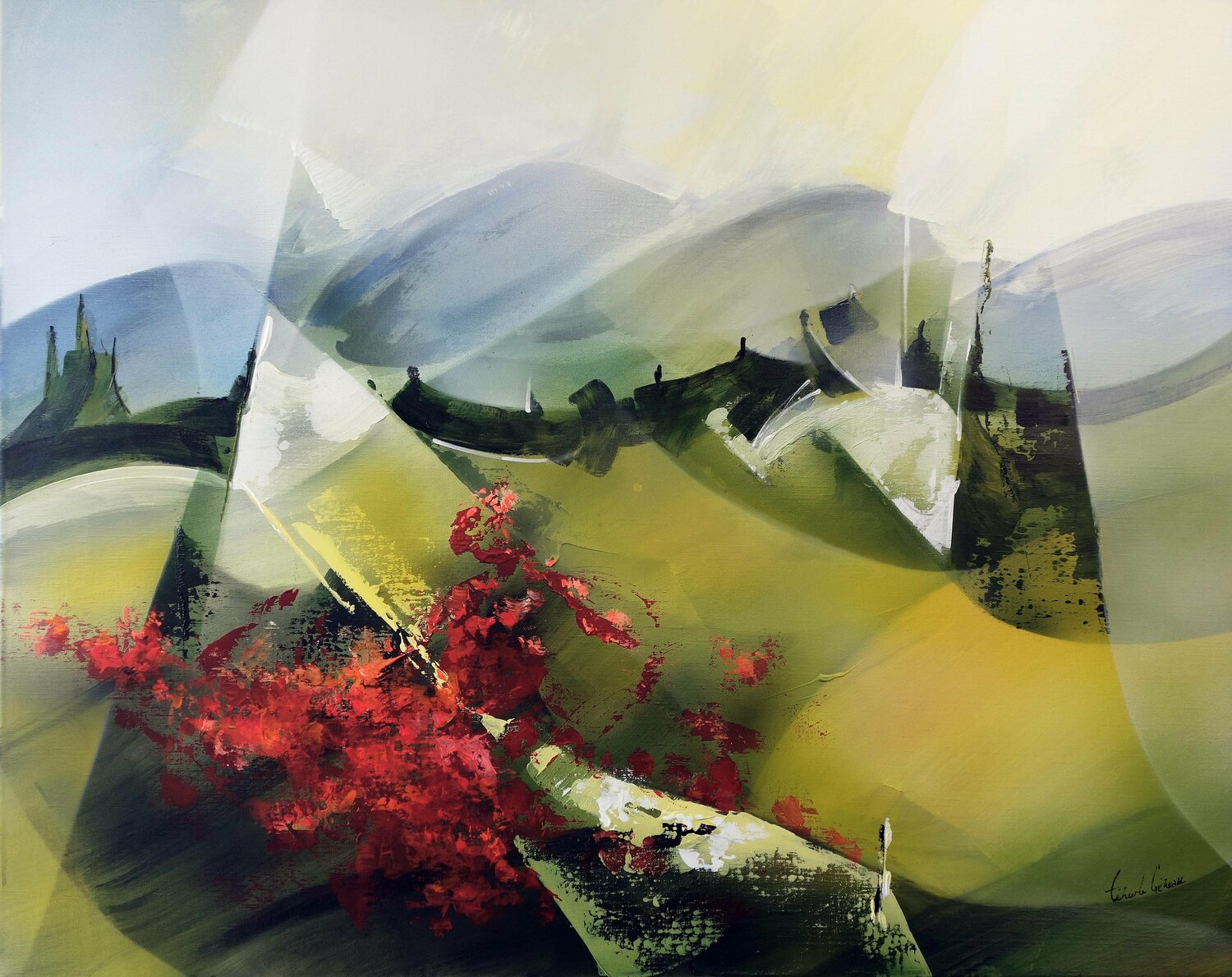 "Composition 764"   (paysagisme abstrait) Alain Brunet "Tenurb-Géneau" Originalgemälde zu verkaufen
