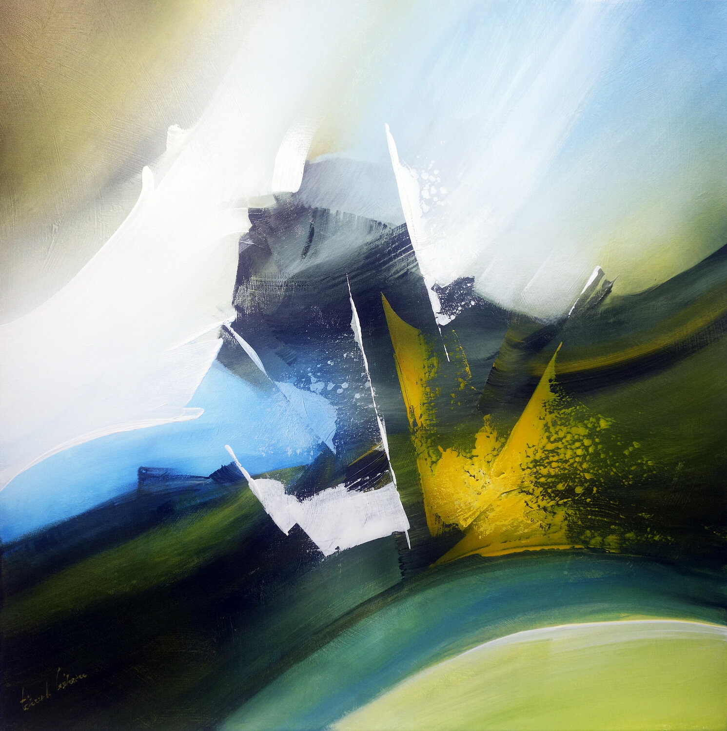 "Composition 588"  ( Abstraction lyrique ) Alain Brunet "Tenurb-Géneau" Dipinto originale in vendita