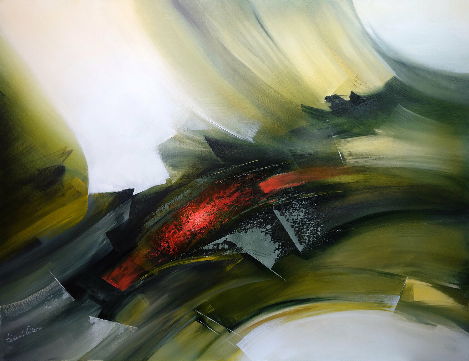 "Composition 563"  ( Abstraction lyrique ) Alain Brunet "Tenurb-Géneau" Peinture originale à vendre