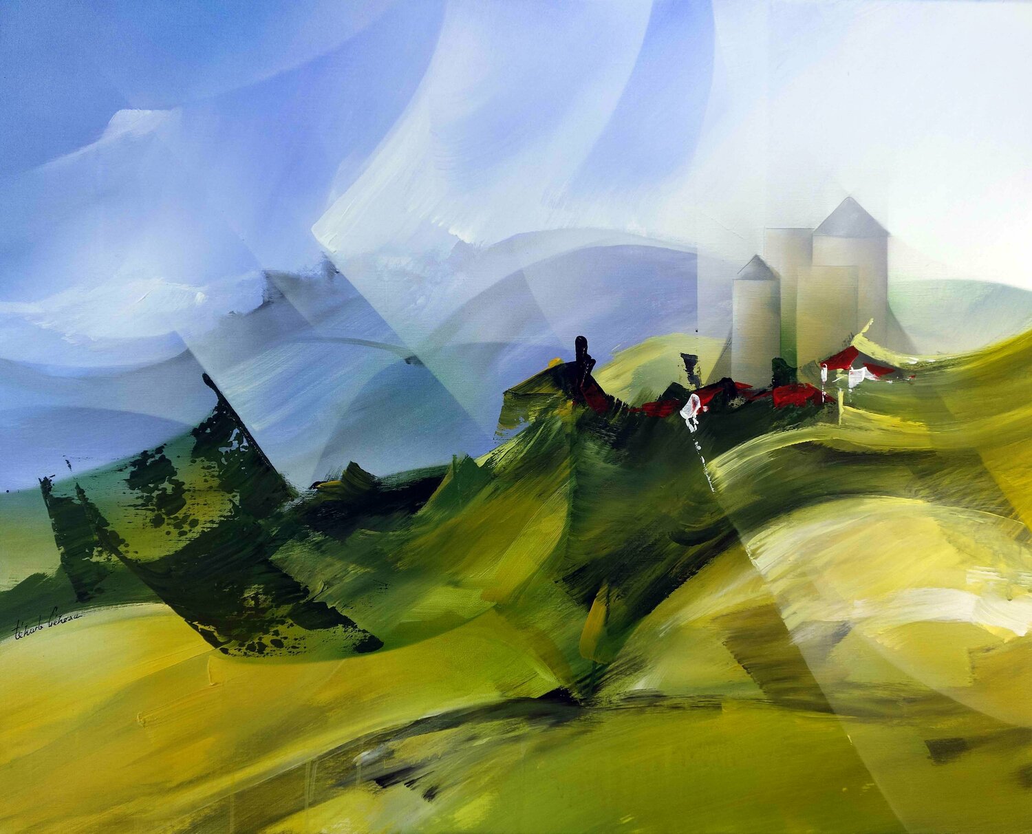 "Composition 772" ( Paysagisme abstrait ) Alain Brunet "Tenurb-Géneau" Originalgemälde zu verkaufen