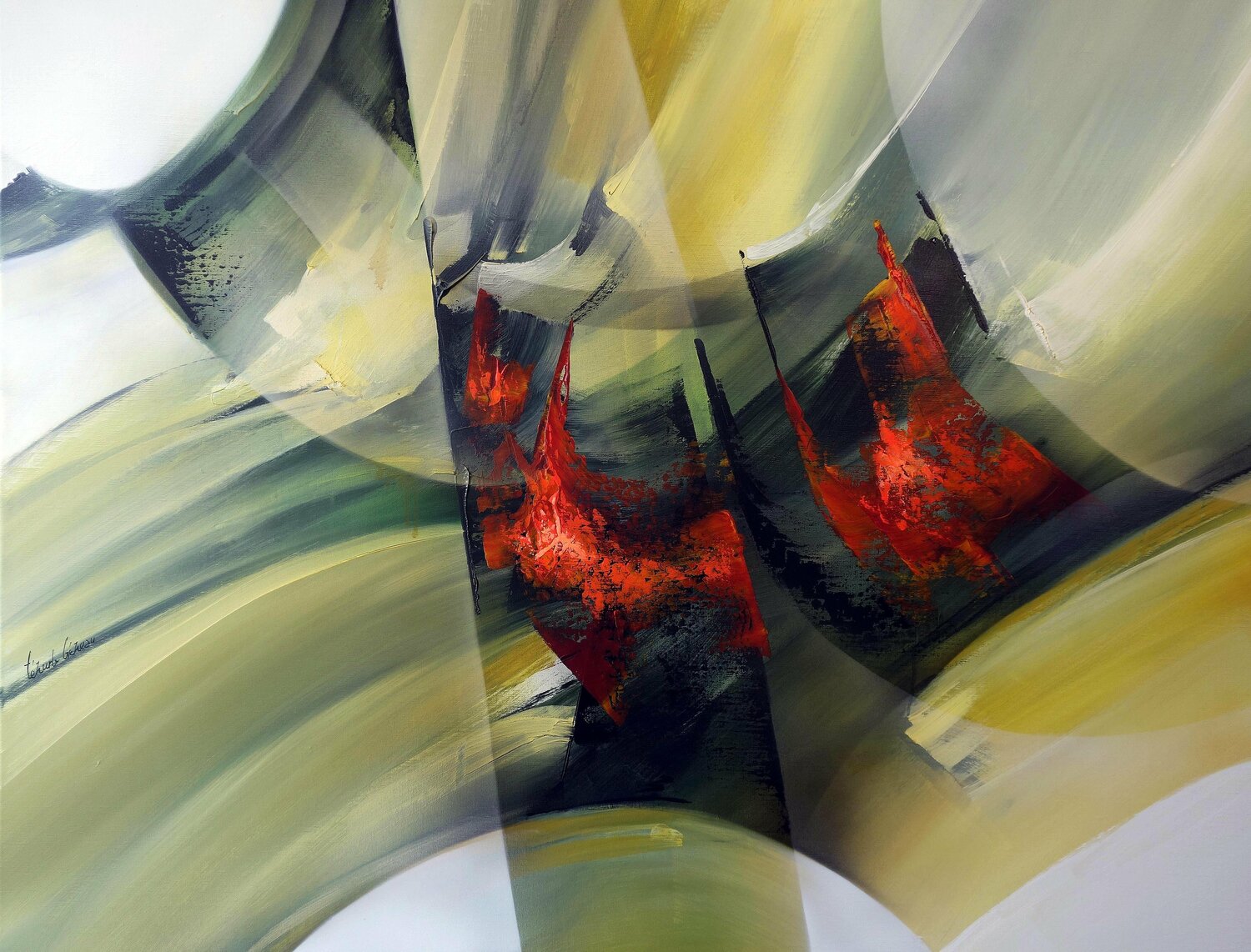 "Composition 774"   ( Abstraction lyrique ) Alain Brunet "Tenurb-Géneau" Originalgemälde zu verkaufen