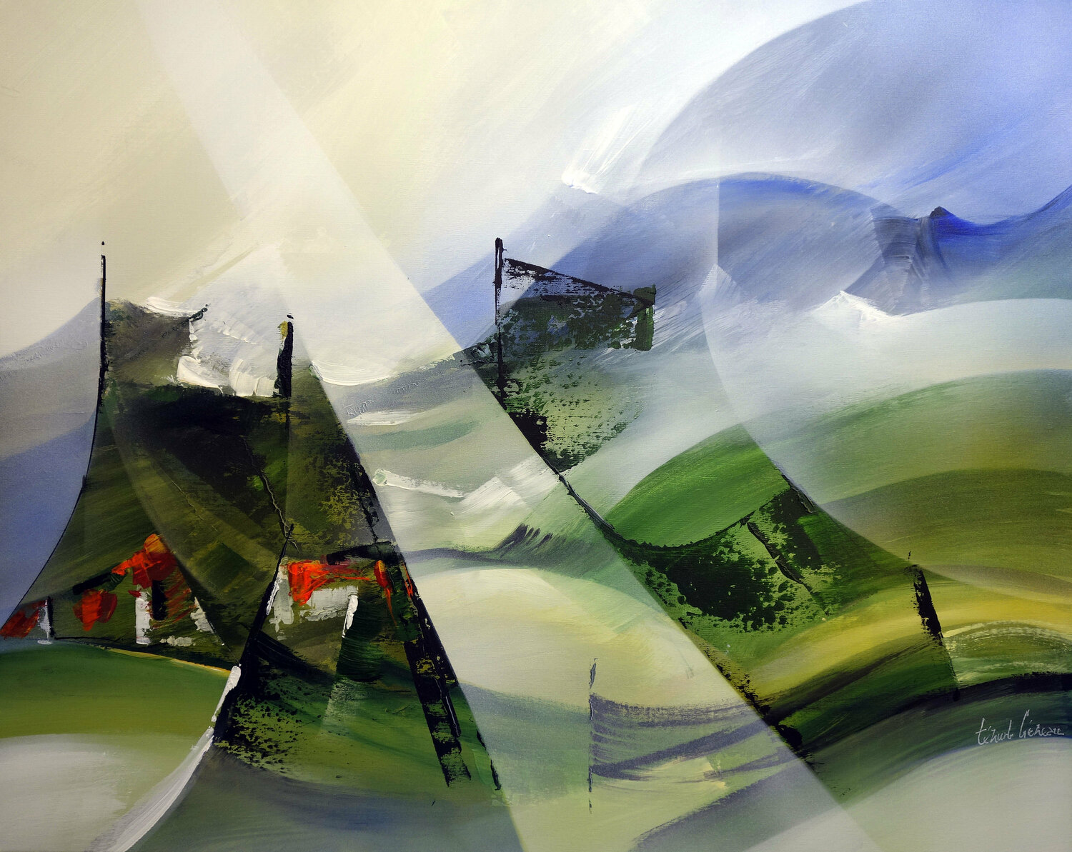 "Composition 781"     Paysagisme abstrait Alain Brunet "Tenurb-Géneau" Originalgemälde zu verkaufen