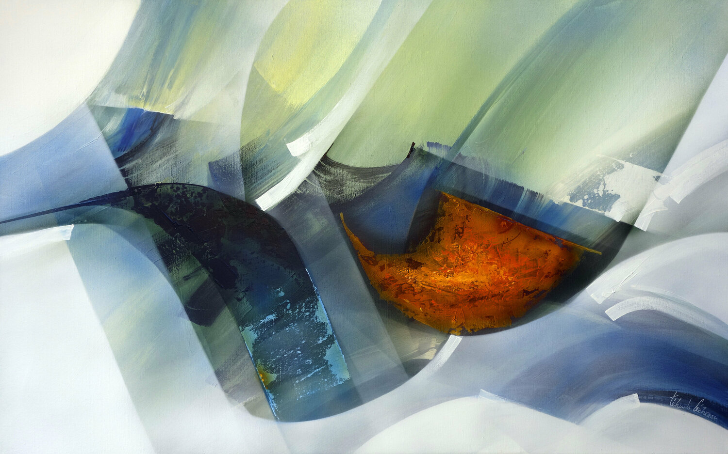 "Composition 787" (abstraction lyrique) Alain Brunet "Tenurb-Géneau" Originalgemälde zu verkaufen