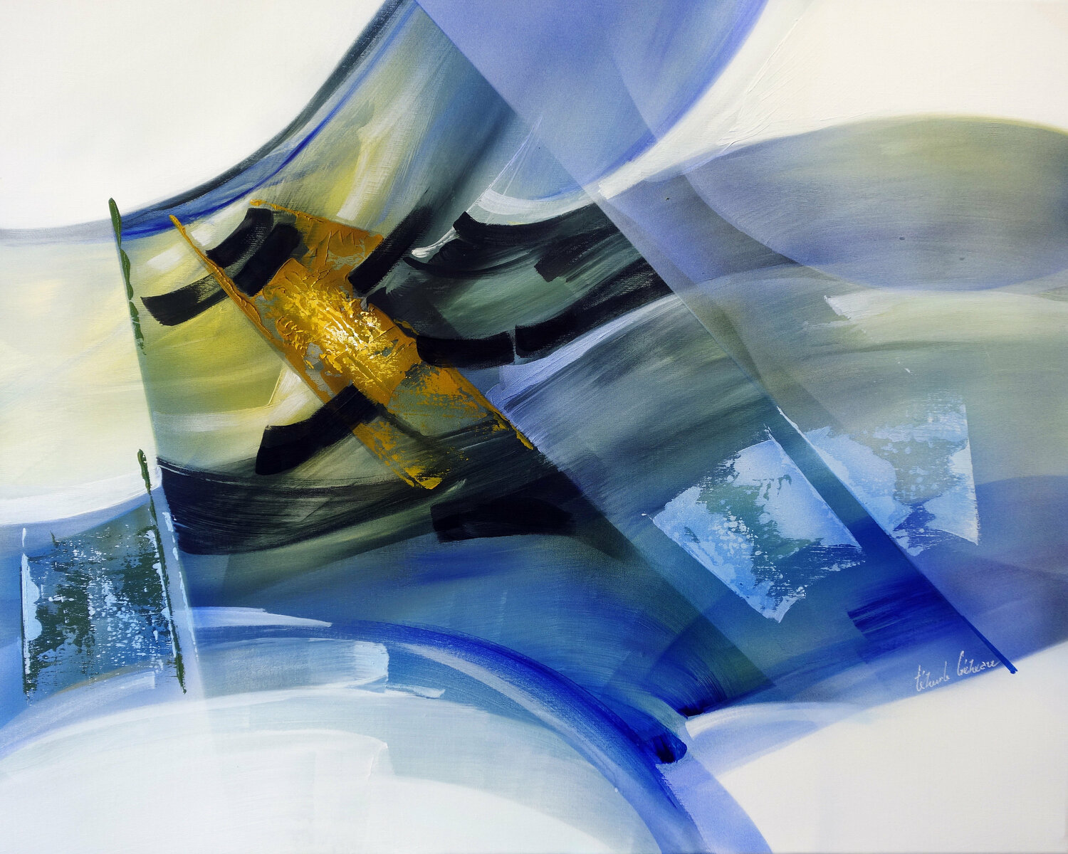 "Composition 790"    abstrait gestuel  ( Abstraction lyrique ) Alain Brunet "Tenurb-Géneau" Originalgemälde zu verkaufen