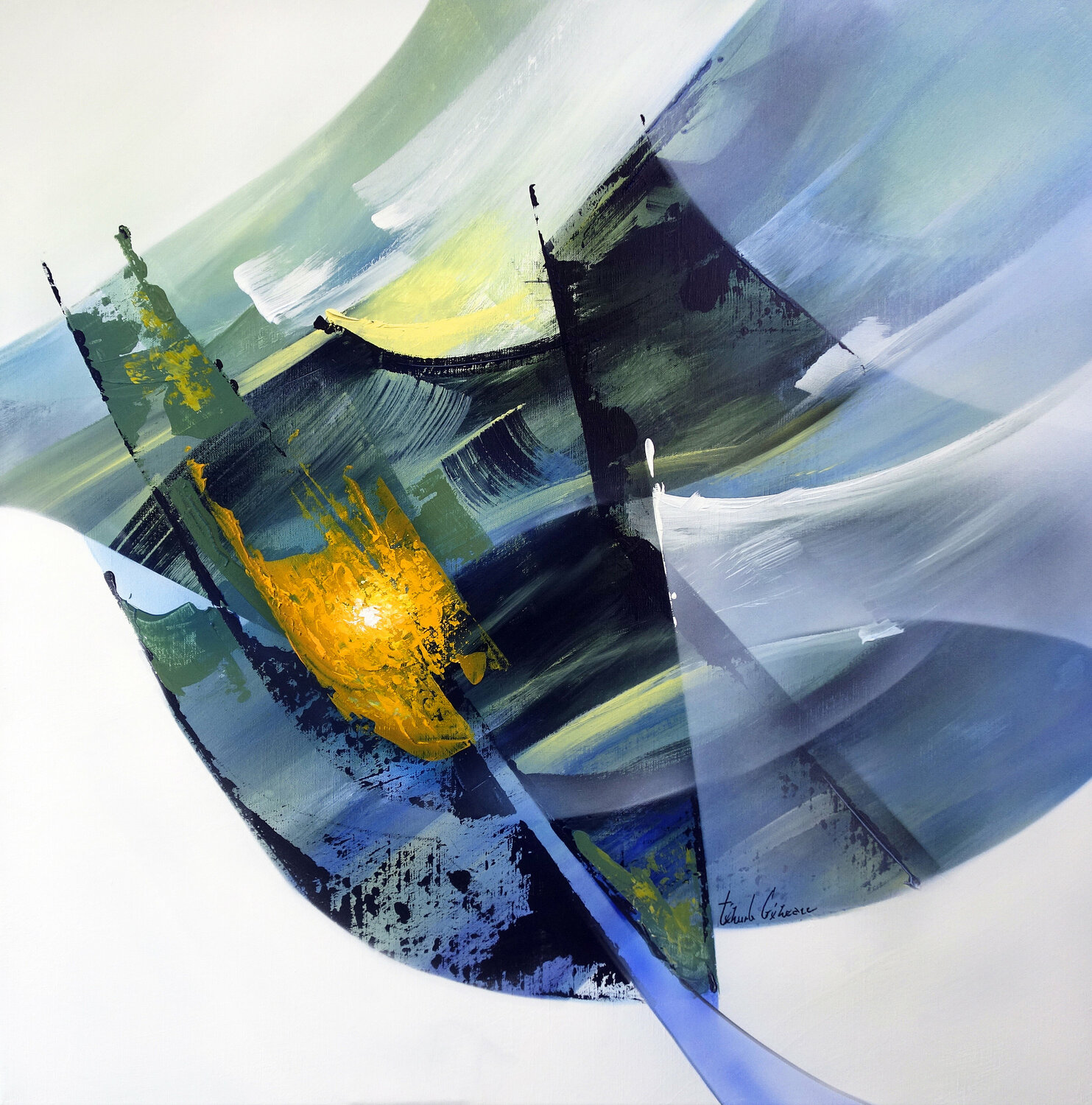 "Composition 793"   ( Abstraction lyrique ) Alain Brunet "Tenurb-Géneau" Originalgemälde zu verkaufen