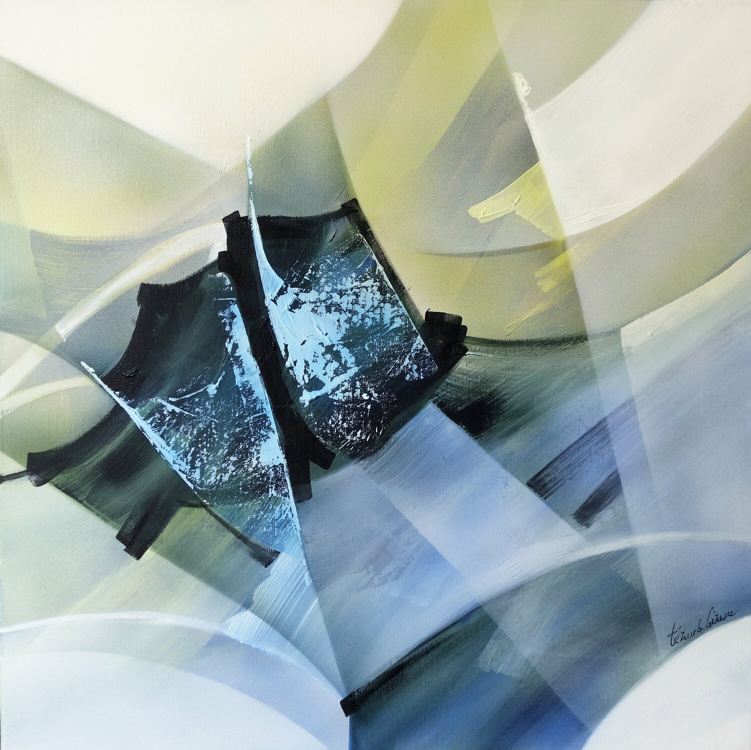 "Composition 795"  ( Abstraction lyrique ) Alain Brunet "Tenurb-Géneau" Originalgemälde zu verkaufen