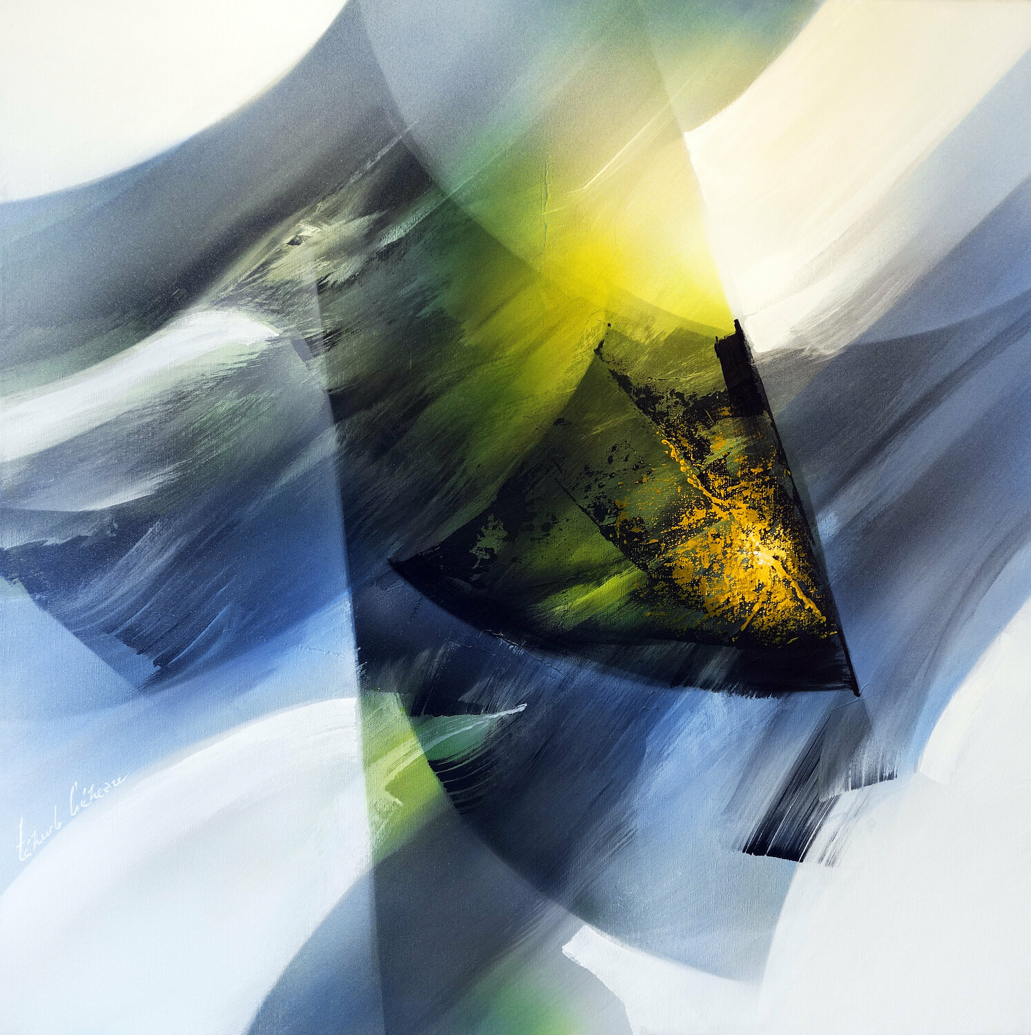 "Composition 801"  ( Abstraction lyrique ) Alain Brunet "Tenurb-Géneau" Originalgemälde zu verkaufen