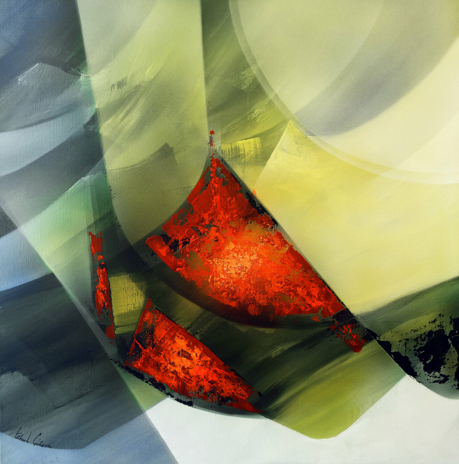 "Composition 803"  ( Abstraction lyrique ) Alain Brunet "Tenurb-Géneau" Dipinto originale in vendita