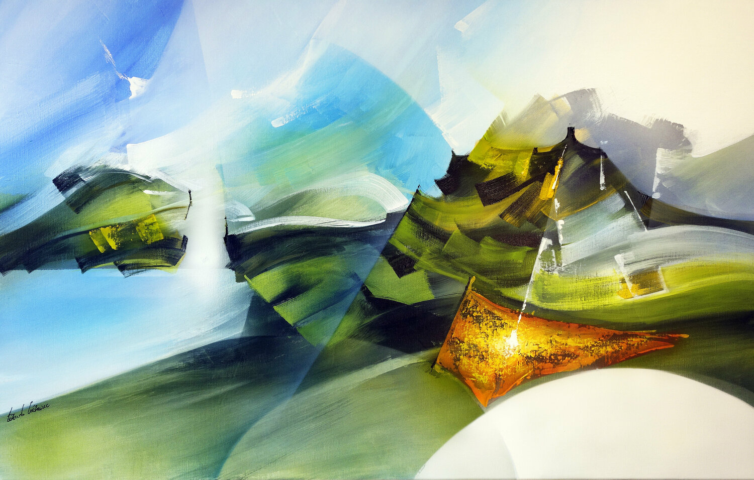 "Composition 810"  (Paysagisme abstrait ) Alain Brunet "Tenurb-Géneau" Originalgemälde zu verkaufen