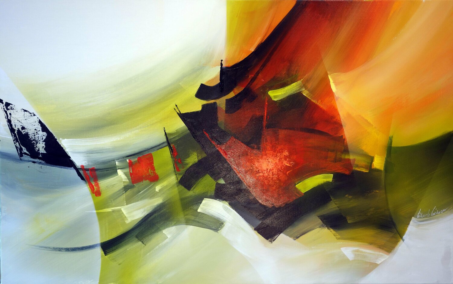 "Composition 815"  ( Abstraction lyrique ) Alain Brunet "Tenurb-Géneau" Originalgemälde zu verkaufen
