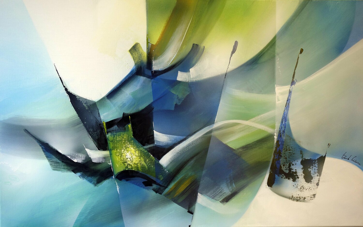 "Composition 824"  ( Abstraction lyrique ) Alain Brunet "Tenurb-Géneau" Originalgemälde zu verkaufen