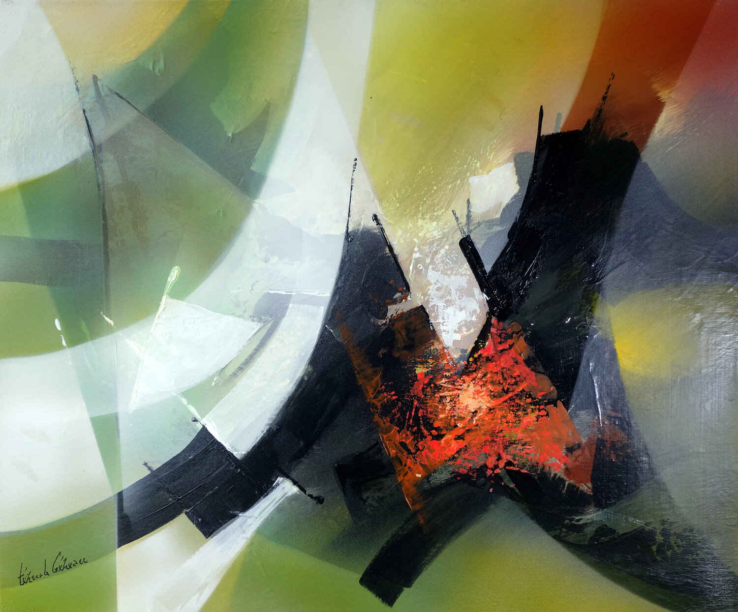 "Composition 830"   ( Abstraction lyrique ) Alain Brunet "Tenurb-Géneau" Originalgemälde zu verkaufen